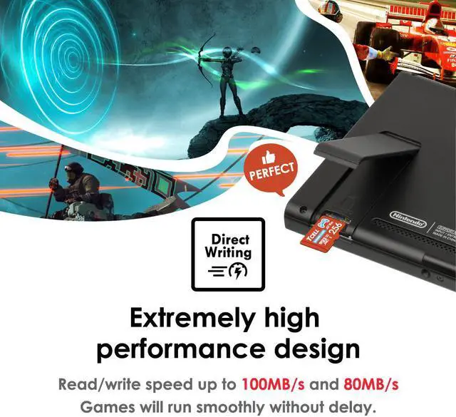 Alt view image 4 of 6 - TCELL Gaming 512GB microSDXC A2 USH-I U3 V30 Read 100MB/s Write 80MB/s Memory Card With Adapter, Designed for Gaming Console, Compatible with Nintendo Switch, Wii etc.