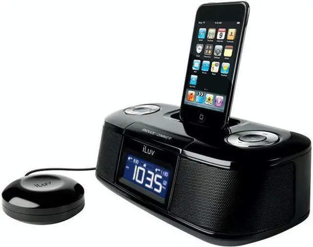 Main image of iLuv Vibro Desktop Alarm Clock with Bed Shaker for iPod                                                        iMM153BLK