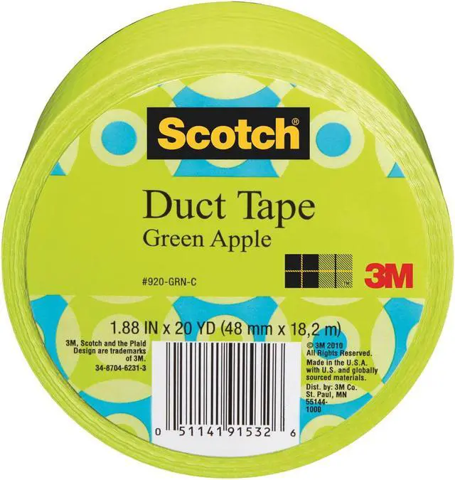 Alt view image 3 of 18 - 3m 20 Yards Green Apple Duct Tape  920-GRN-C