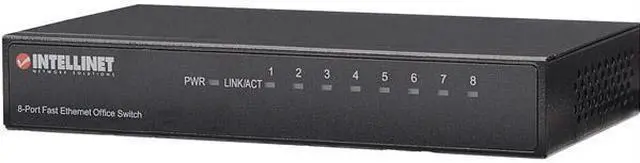Alt view image 6 of 17 - Intellinet 8-Port Fast Ethernet Office Switch, Desktop Size, Metal, IEEE 802.3az (Energy Efficient Ethernet)