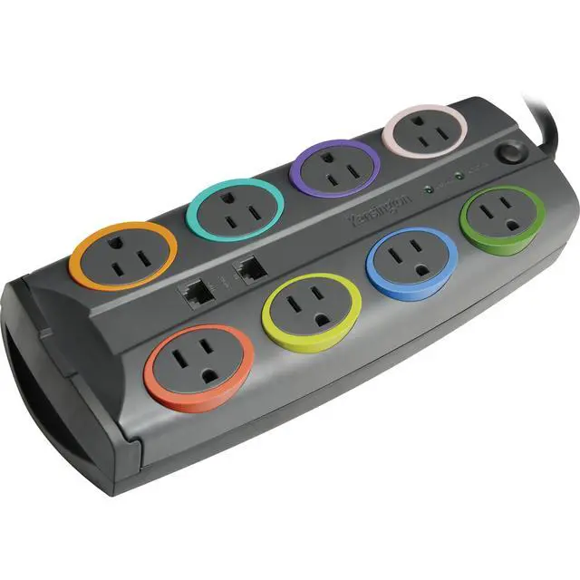 Alt view image 3 of 13 - SmartSockets Color-Coded Surge Protector 8 Outlets 8 ft Cord 3090 Joules