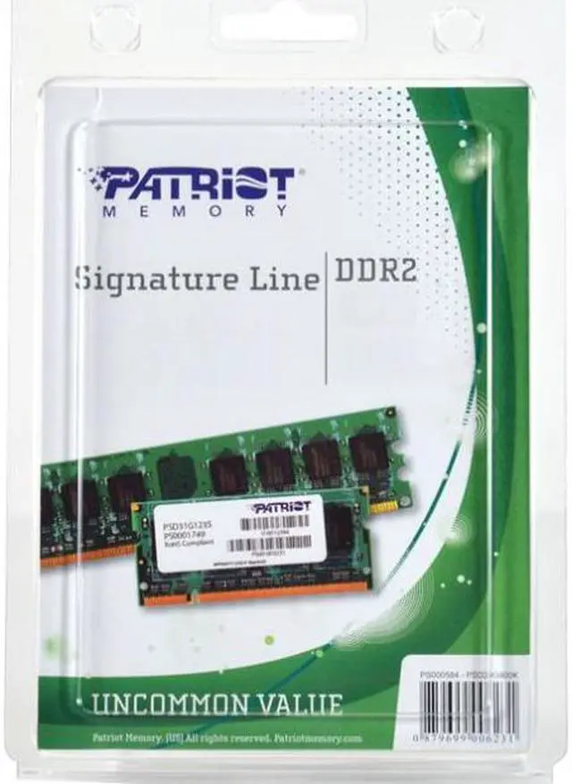 Alt view image 2 of 8 - Patriot Memory DDR2 8GB (2 x 4GB) PC2-6400 (800MHz) DIMM Kit - 8 GB - DDR2 SDRAM - 800 MHz DDR2-800/PC2-6400 - 1.80 V - Non-ECC - Unbuffered - 240-pin - DIMM