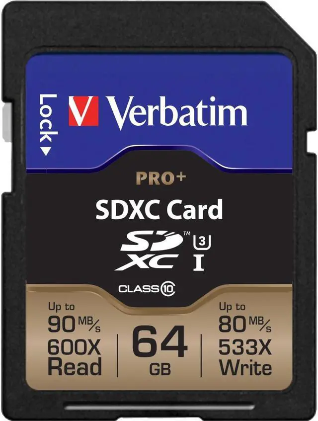 Main image of Verbatim Memory Card SDXC 90MB/s Read Speed 64GB BK/GD 49197