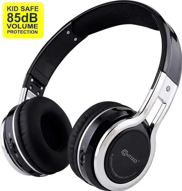 Alt view image 6 of 17 - Contixo KB-2600 Kid Safe 85dB Over The Ear Foldable Wireless Bluetooth Headphone with Volume Limiter, Built-in Micro Phone, Micro SD Card Music Player, FM Stereo Radio, Blue+Yellow