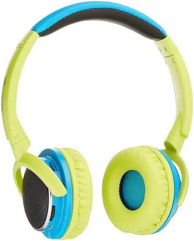 Alt view image 7 of 7 - Contixo KB 300 Kids Bluetooth Wireless Headphones | 85db Volume Limiting, Microphone, MicroSD Card Player, Wired 3.5mm AUX Cable, Music Streaming, Colorful LED Lights (Green + Blue)