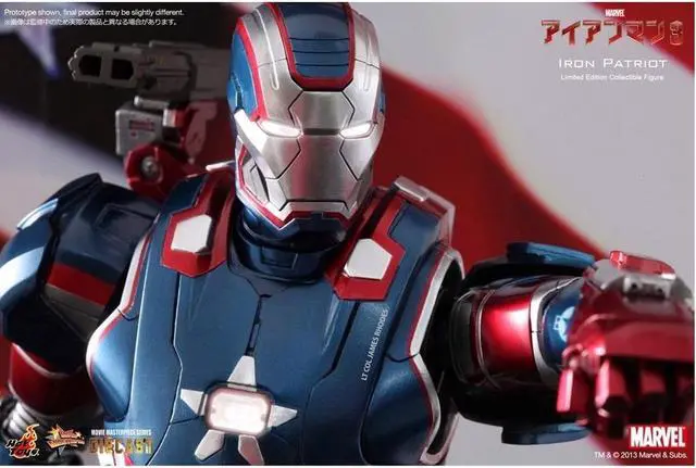 Alt view image 4 of 13 - Iron Patriot Iron Man 3 Movie Masterpiece 1/6 Scale Hot Toys Action Figure