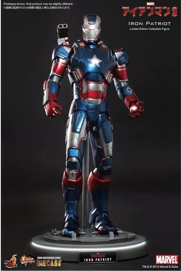 Alt view image 7 of 13 - Iron Patriot Iron Man 3 Movie Masterpiece 1/6 Scale Hot Toys Action Figure