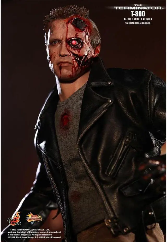 Alt view image 6 of 14 - Terminator T-800 Battle Damaged Version Hot Toys Movie 1/6 Scale Figure