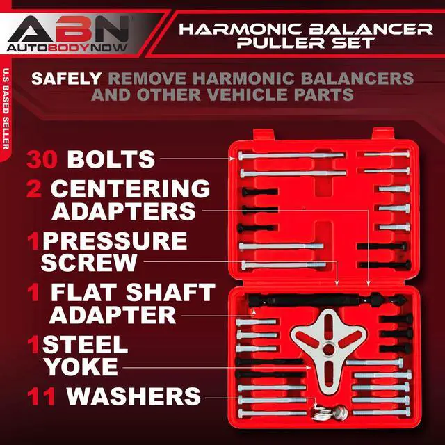 Alt view image 8 of 13 - ABN Harmonic Balancer Puller Tool 46pc Flywheel Crankshaft Pulley Steering Wheel