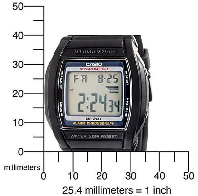 Alt view image 3 of 7 - Casio Men's W201-1AV Alarm Illuminator Watch