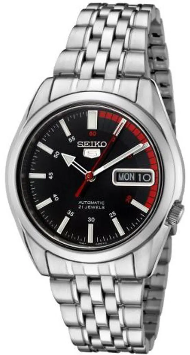 Main image of Seiko 5 #SNK375 Men's Stainless Steel Black Dial Self Winding Automatic