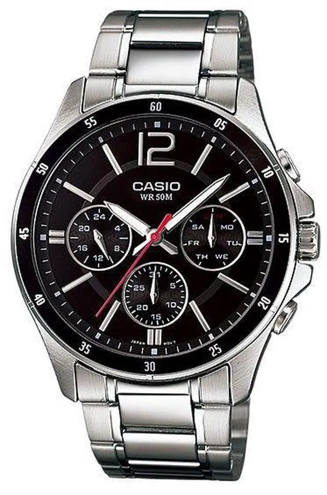 Main image of Casio MTP1374D-1AV Men's Standard Metal Band Multi-Function Black Dial Watch