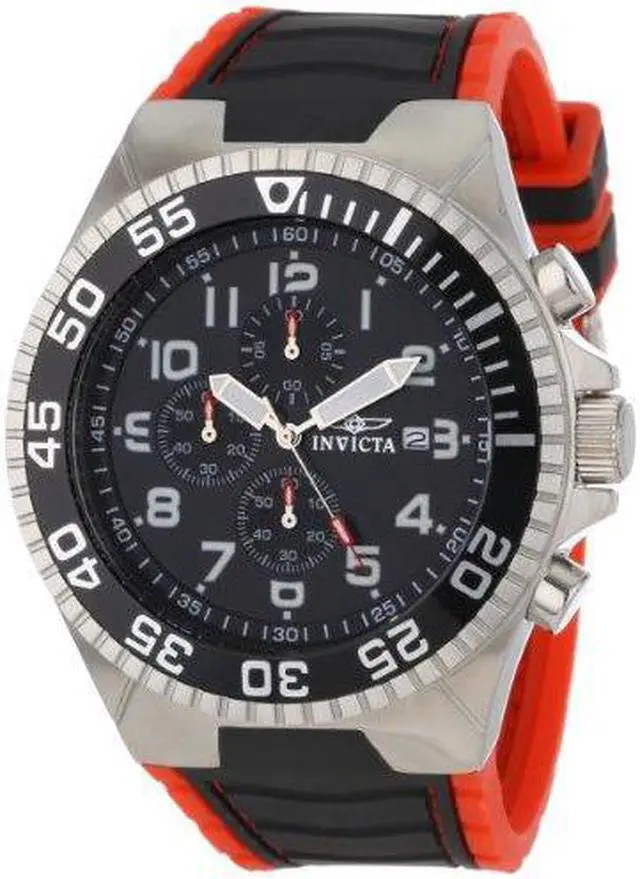 Main image of Invicta Men's Pro Diver Chronograph Black Dial Black/Red Polyurethane