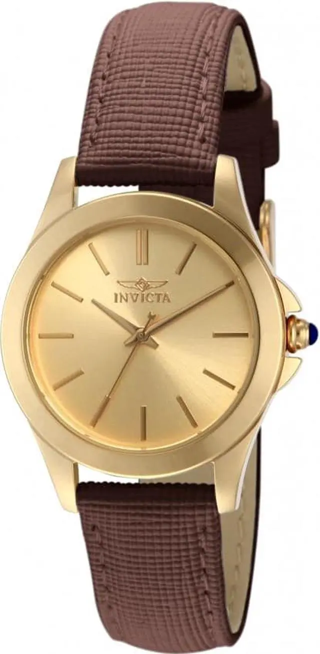 Alt view image 7 of 9 - Invicta 15150 Women's Angel Brown Genuine Leather Gold-Tone Dial Watch