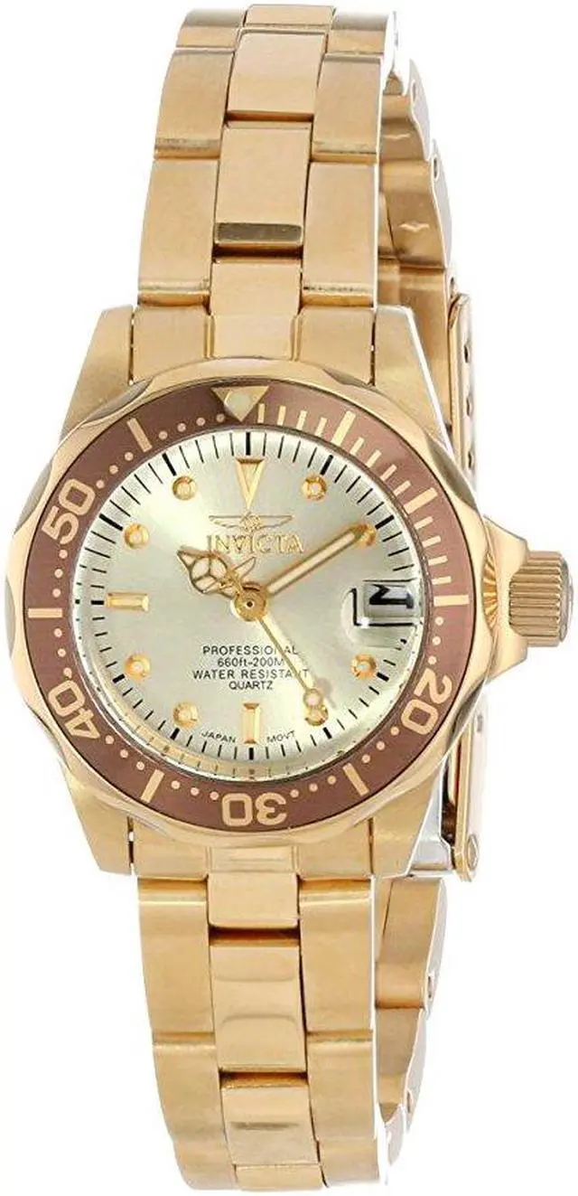 Alt view image 4 of 13 - Women's Pro Diver 18K Gold Plated SS Champagne Dial