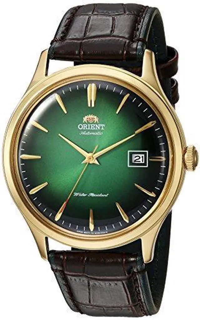 Alt view image 9 of 17 - Orient Bambino Version 4 FAC08002F0 Green Dial Gold-Tone Case Classic Watch
