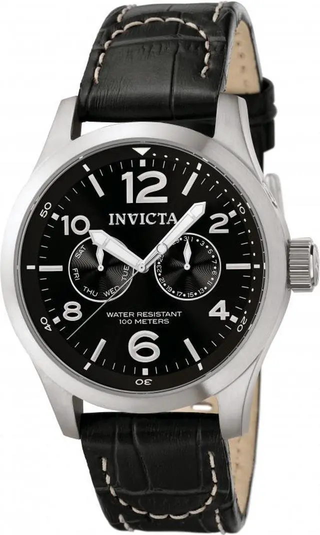 Alt view image 12 of 17 - Men's Invicta II Black Dial Black Calf Leather