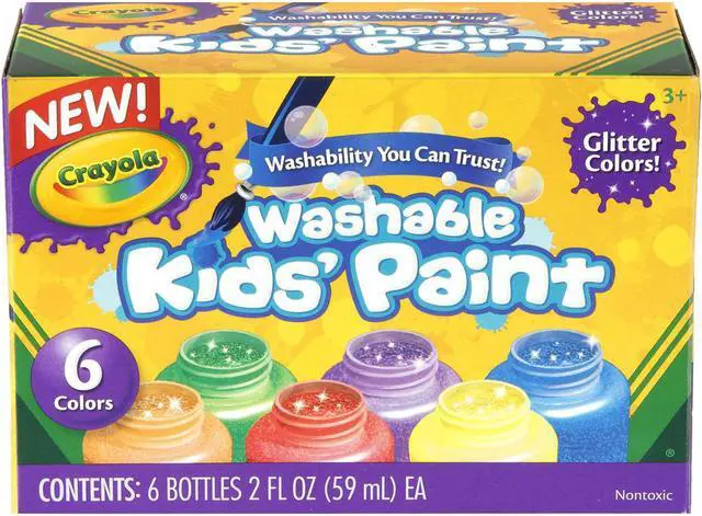 Alt view image 6 of 11 - Crayola Washable Kids Paint 2oz. 6/ST Glitter/Ast 542400