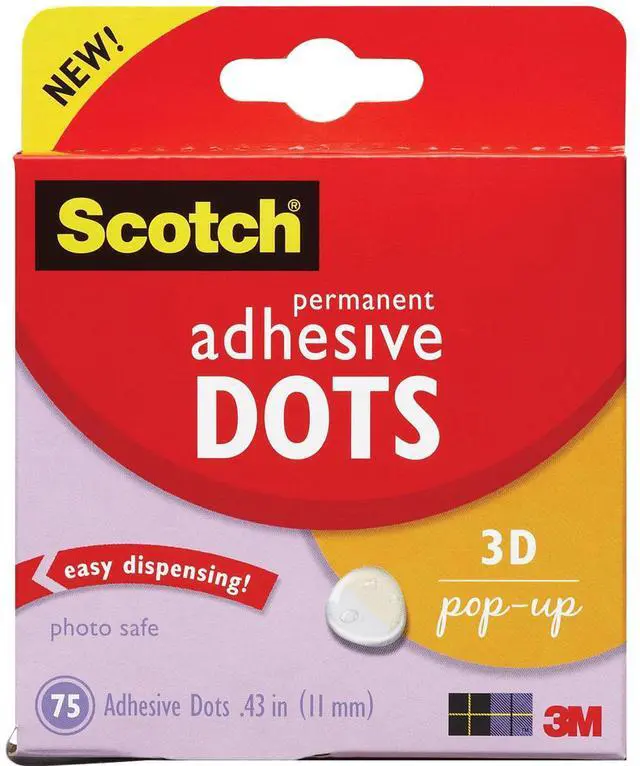 Alt view image 3 of 7 - Scotch Permanent Adhesive Dots-3D Pop-Up .43" 75/Pkg