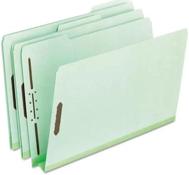 Alt view image 3 of 6 - Tops Pendaflex 17186 Pressboard Folders with two 2   Cap Fasteners  Legal  Green  25/bx