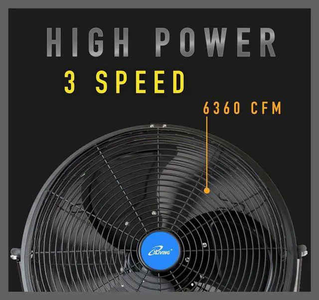 Alt view image 6 of 13 - iLIVING 18-Inch Wall Mounted Variable Speed Indoor/Outdoor Weatherproof Fan, 6360 CFM, Black