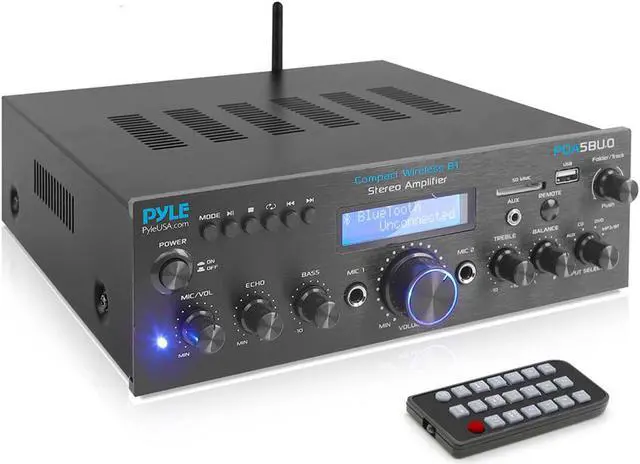 Main image of Pyle PDA5BU.0 Home Compact Bluetooth Amplifier Stereo Receiver System with FM Radio, MP3/USB/SD/AUX (200 Watt)
