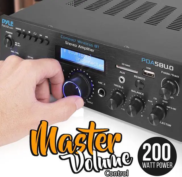 Alt view image 3 of 19 - Pyle PDA5BU.0 Home Compact Bluetooth Amplifier Stereo Receiver System with FM Radio, MP3/USB/SD/AUX (200 Watt)