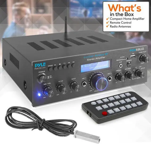 Alt view image 5 of 19 - Pyle PDA5BU.0 Home Compact Bluetooth Amplifier Stereo Receiver System with FM Radio, MP3/USB/SD/AUX (200 Watt)