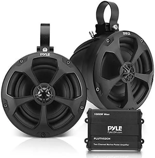 Alt view image 2 of 2 - Pyle Waterproof Off-Road Speakers With Amplifier - 5.25 Inch 1000W 2-Channel Marine Grade Wakeboard Tower Speakers System Full Range Outdoor Audio Stereo Speaker For Atv Utv Quad Jeep Boat Plutv52Ch