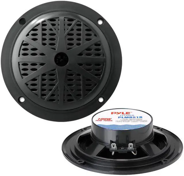 Alt view image 5 of 6 - Pyle PLMRB29W Single DIN Bluetooth Marine MP3 AM/FM Stereo Receiver with White Cover, 22" Radio Antenna, Wire, 4x 5.25'' 100 Watt Peak Full Range Dual Cone Waterproof Stereo Speakers (Black)