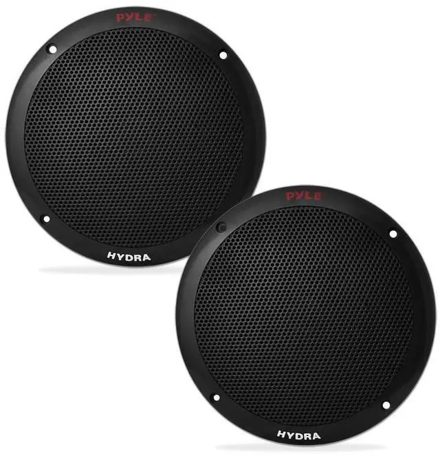 Alt view image 5 of 6 - Pyle PLMRB29W Single DIN Bluetooth Marine MP3 AM/FM Stereo Receiver with White Cover, 22" Radio Antenna, Wire, 2x 6.5'' 400W Peak 2-Way Full Range Dual Cone Waterproof Stereo Speakers (Black)