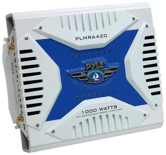 Alt view image 7 of 7 - Pyle PLMRB29W Single DIN Bluetooth Marine MP3 AM/FM Stereo Receiver with White Cover, Long Range Antenna, Amplifier w/Kit, 4x 4" 300W Max Bluetooth Waterproof Wakeboard LED Tower Speakers (White)