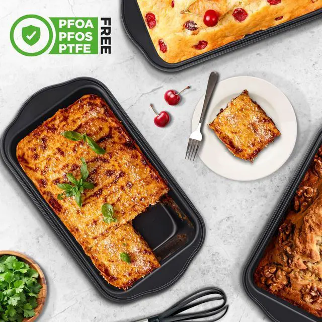 Alt view image 4 of 14 - NutriChef 4-Piece Loaf Pan Set, Non-Stick Bread Loaf Pans with Easy Grip Handles, Heavy Gauge Carbon Steel Bakeware for Baking Bread, Cakes, and Casseroles, 11.61" x 5.98" x 2.56" Inch, Black