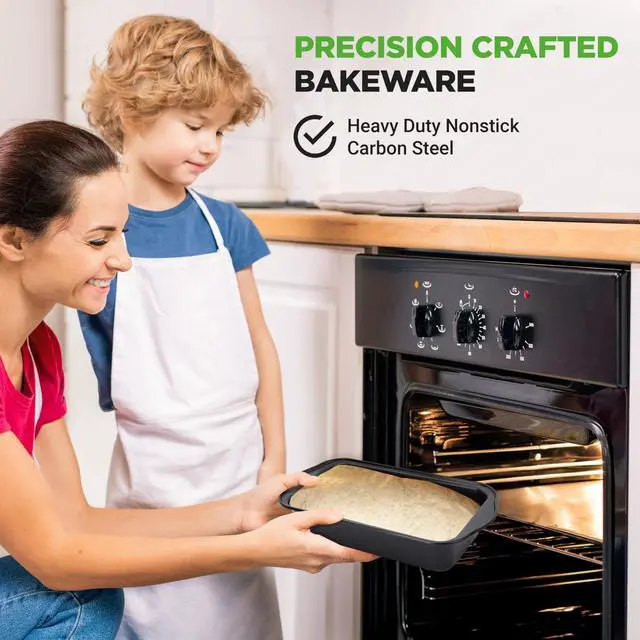 Alt view image 5 of 14 - NutriChef 4-Piece Loaf Pan Set, Non-Stick Bread Loaf Pans with Easy Grip Handles, Heavy Gauge Carbon Steel Bakeware for Baking Bread, Cakes, and Casseroles, 11.61" x 5.98" x 2.56" Inch, Black