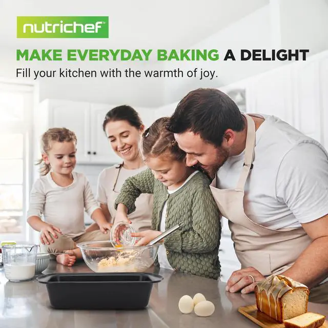 Alt view image 7 of 14 - NutriChef 4-Piece Loaf Pan Set, Non-Stick Bread Loaf Pans with Easy Grip Handles, Heavy Gauge Carbon Steel Bakeware for Baking Bread, Cakes, and Casseroles, 11.61" x 5.98" x 2.56" Inch, Black