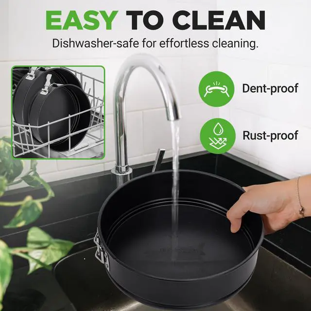 Alt view image 3 of 7 - NutriChef 3-Piece Nonstick Springform Pan Set - Premium Carbon Steel Cheesecake Pans with Stainless Steel Clasp - 6", 8", 10" Sizes, Oven Safe up to 450°F - Includes 300pcs Parchment Paper (Black)