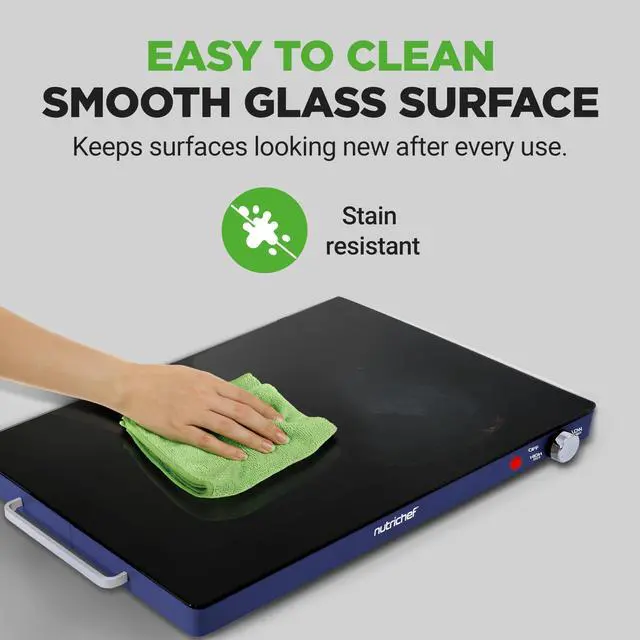 Alt view image 6 of 7 - NutriChef Electric Warming Tray | Glass Surface Hot Serving Tray | Adjustable Temperature 140°F to 230°F | Energy Efficient & Space Saving | Perfect for Buffets,Parties & More | 21.2 x 16.5 IN | Blue