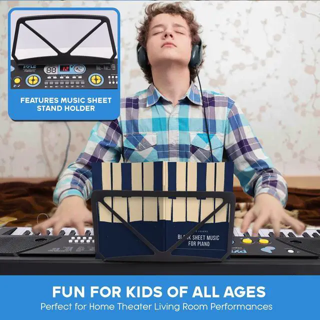 Alt view image 4 of 7 - Pyle Electric Keyboard Piano 61 Keys - Portable Digital Musical Karaoke Piano Keyboard -10 Rhythms 16 Tones, Stereo Speakers, Rechargeable Battery - Wired Microphone - Beginners Kids Adult