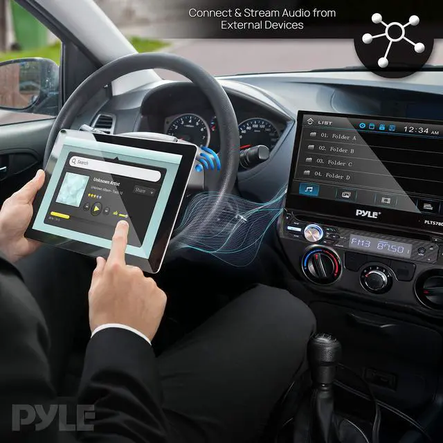 Alt view image 6 of 7 - Pyle Single DIN Head Unit Receiver - In-Dash Car Stereo with 7  Multi-Color Touchscreen Display - Audio Video System with Bluetooth for Wireless Music Streaming & Hands-free Calling - BLACK