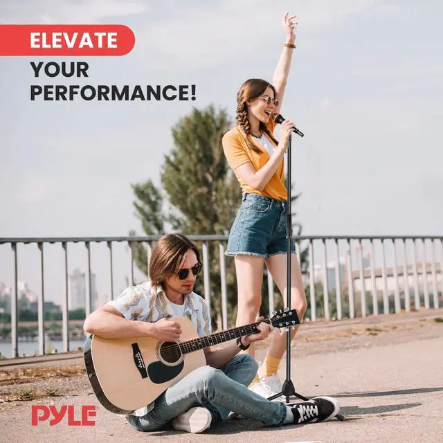 Alt view image 6 of 7 - Pyle Tripod Microphone Stand, Height Adjustable Mic Stand for Floor, Sturdy and Durable Build, Non-Slip Rubber Feet, With 5/8" Screw Adapter, Cable Clip, Compact Folding Design, 39.37" -