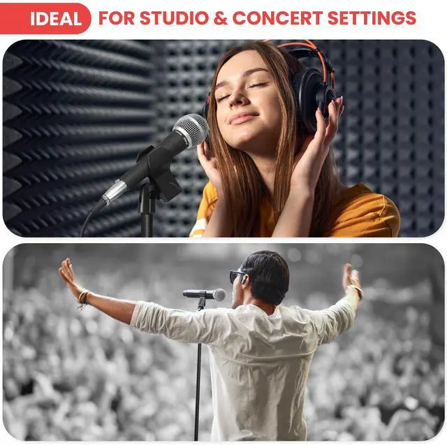 Alt view image 5 of 7 - Pyle Square Base Microphone Stand with Mic Clip - Heavy Duty, Height Adjustable, 36.2" to 63.38'', Solid Die-Cast Base, Studio & Concert Use, Universal 5/8'' Adapter, Cable Clip Included