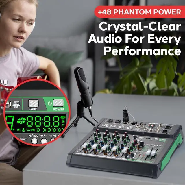 Alt view image 3 of 7 - Pyle 8-Channel Audio Mixer, Bluetooth Studio Mixer/DJ Controller with Digital Effects, USB Interface, MP3 Compatible, XLR Inputs and LED Display, Audio Mixing Sound board System 10x11x3 inches