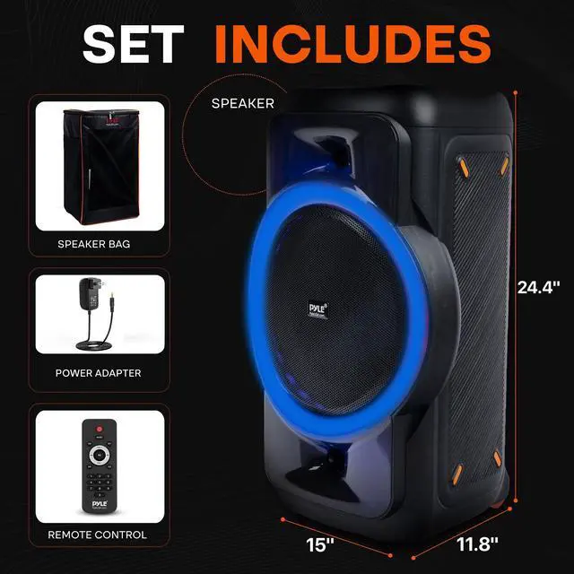 Alt view image 2 of 3 - Pyle Audio Large Bluetooth Party Speaker - Big Bluetooth Speaker with True Wireless Stereo System - Enjoy Powerful Bass and Clear Treble - Portable Big Speaker - PPHP1979-160W
