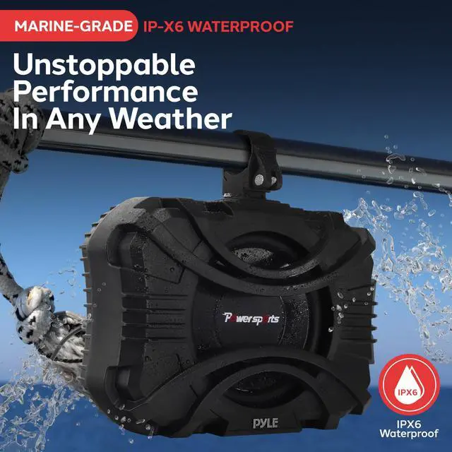 Alt view image 2 of 7 - Pyle 10 Inch Subwoofer System - 400 Watts Powered Subwoofer for Marine & Powersports, Quick-Mount, Water Resistant Vehicle System, Weatherproof Housing, Designed for UTVs & Boats