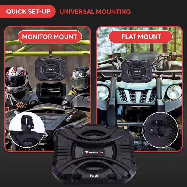 Alt view image 3 of 7 - Pyle 10 Inch Subwoofer System - 400 Watts Powered Subwoofer for Marine & Powersports, Quick-Mount, Water Resistant Vehicle System, Weatherproof Housing, Designed for UTVs & Boats