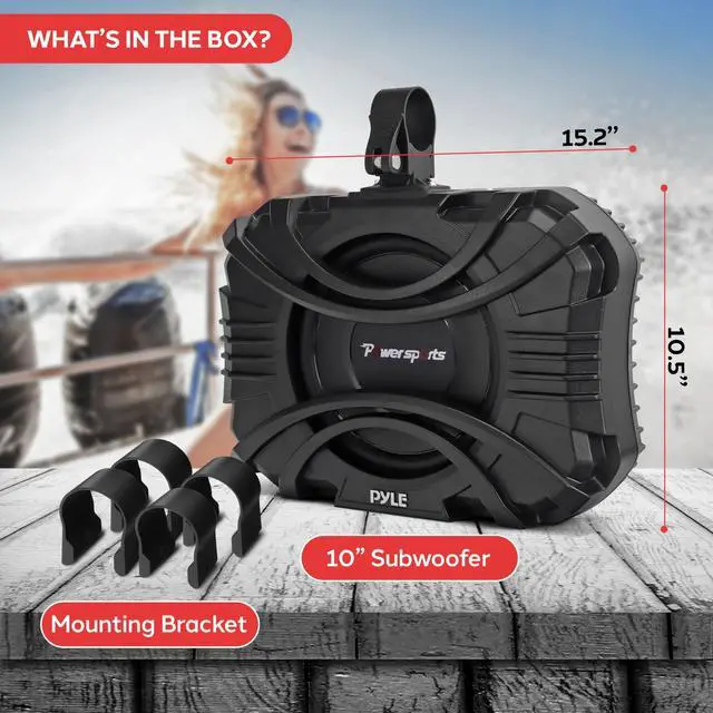 Alt view image 6 of 7 - Pyle 10 Inch Subwoofer System - 400 Watts Powered Subwoofer for Marine & Powersports, Quick-Mount, Water Resistant Vehicle System, Weatherproof Housing, Designed for UTVs & Boats