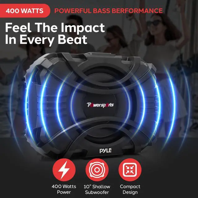 Alt view image 7 of 7 - Pyle 10 Inch Subwoofer System - 400 Watts Powered Subwoofer for Marine & Powersports, Quick-Mount, Water Resistant Vehicle System, Weatherproof Housing, Designed for UTVs & Boats
