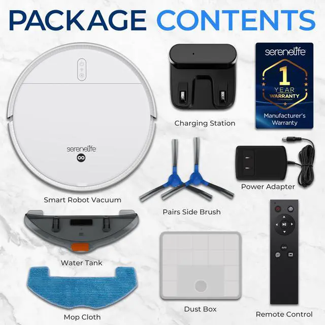 Alt view image 6 of 7 - Smart Robot Vacuum and Mop Combo, App Control, 3 Cleaning Modes, Anti-Fall Sensors, Multi-Surface Cleaning, Self-Charging, 700Pa Suction Ideal for Pet Hair, Soft and Hard Floors, White