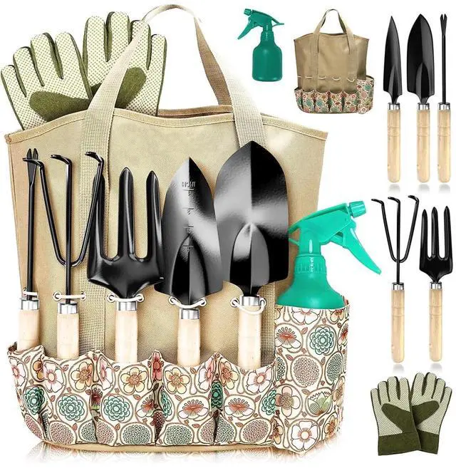 Main image of Gardening Tools for Women Stainless Steel Gardening Tools - Gardening Kit Garden Tools for Women Includes Shovel Trowel Fork Rake Gardening Gloves Perfect Gardening Gifts