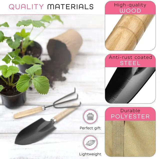 Alt view image 3 of 7 - Gardening Tools for Women Stainless Steel Gardening Tools - Gardening Kit Garden Tools for Women Includes Shovel Trowel Fork Rake Gardening Gloves Perfect Gardening Gifts